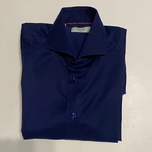 NWOT Eton Men's Navy Blue Dress Shirt size 39/15 1/2